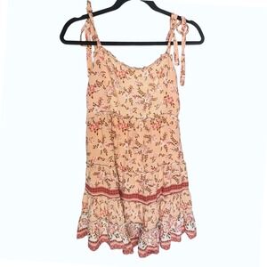 Floral Mini Dress in Cream and Red